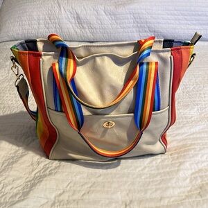 Rainbow tote handbag.